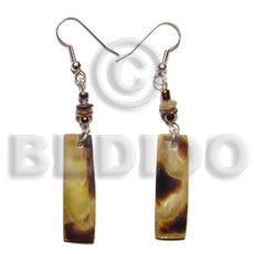 (duplicate 5030er) dangling 30x10mm brownlip bar  horn bead accent earrings - Home