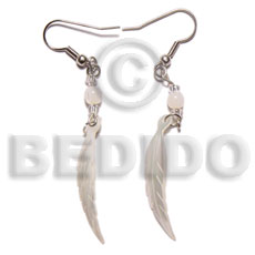 dangling 10x40mm hammershell leaf and shell beads earrings - Home