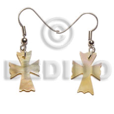 dangling 19x14mm MOP cross earrings - Home