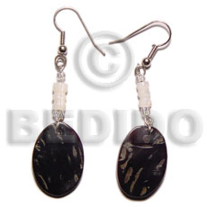 dangling 16x23mm black tab oval shell  bamboo troca accent - Home