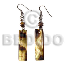 dangling 40x10mm brownlip tiger bar  horn bead accent earrings - Home