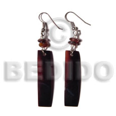 dangling 40x10mm black tab bar  horn bead accent earrings - Home