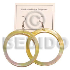 dangling round MOP hoop earrings 50mm - Home