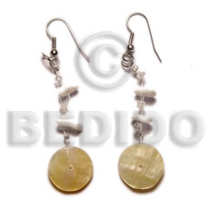 dangling 20mm round MOP  beads & white rose - Home