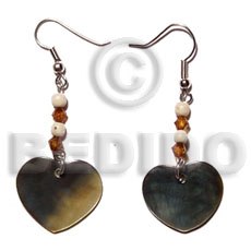 dangling dangling 20mmx20mm heart blacklip  bone beads//acrylic crystals - Home