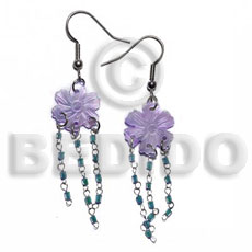 dangling 15mm grooved lilac hammershell flower  looped cut beads - Home