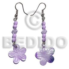 dangling 20mm lilac hammershell flower  bone beads/acrylic crystals - Home