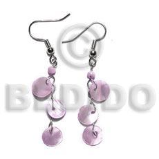 dangling triple 10mm pastel pink round hammershell - Home