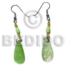 dangling 25mmx10mm pastel green hammershell teardrop  wood beads/acrylic crystals - Home