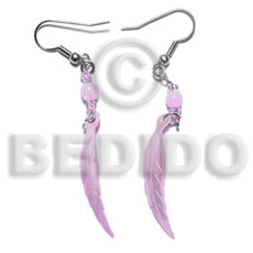 dangling 10x40mm lilac hammershell leaf and beads earrings - Home