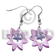 dangling 40mm pastel pink sun hammershell  15mm lilac hammershell star - Home