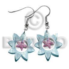 dangling 40mm aqua blue sun hammershell  15mm lilac hammershell star - Home