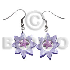 dangling 40mm lilac sun hammershell  15mm pastel pink hammershell star - Home