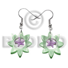 dangling 40mm pastel green sun hammershell  15mm pastel pink hammershell star - Home