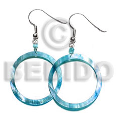 dangling  aqua blue kabibe shell earrings 45mm - Home