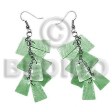 dangling subdued green 20mmx15mm capiz /9pcs. in metal chain - Home