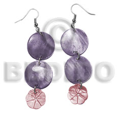 dangling double round 20mm lavender hammershell  12mm pink hammershell flower - Home