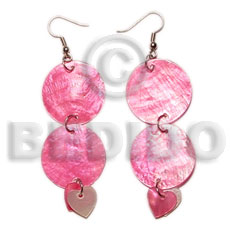 dangling double round 25mm pink capiz shell  15mm natural & pink heart capiz - Home