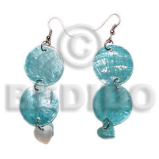 dangling double round 25mm aqua blue capiz shell  15mm natural & aqua blue heart capiz - Home