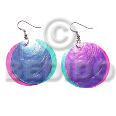 dangling double pink/aqua blue combination capiz round 35mm - Home