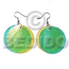 dangling double aqua blue yelow combination capiz round 35mm - Home