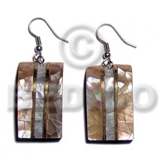 dangling 33mmx20mm laminated brownlip/hammershell cracking combination  inlaid metal and black 6mm resin backing - Home