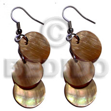 dangling 3pcs. round 15mm brownlip - Home