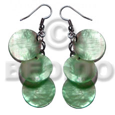 dangling 3pcs. round 15mm mint green hammershell - Home