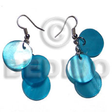 dangling 3pcs. round 15mm ocean blue hammershell - Home