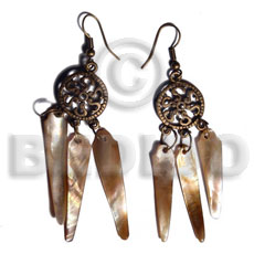 dangling 38mmx8mm brownlip sticks in antique oxidized metal - Home