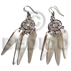 dangling 40mmx8mm hammershell sticks in silver metal - Home