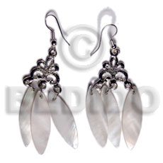 dangling 30mmx10mm kabibe shells in silver metal - Home