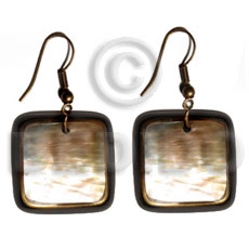 dangling 30mmx30mm square brownlip  brass wire in resin backing - Home
