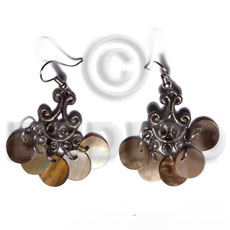 dangling 5 pcs. 10mm round brownlip in  oxidized metal - Home