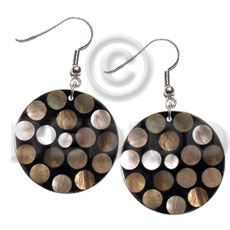 dangling flat 35mm black round resin laminated brownlip circles - Home