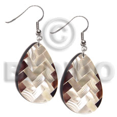 dangling teardrop 40mmx27mm flat resin  laminated diagonal cut blacklip/kabibe shell combination - Home