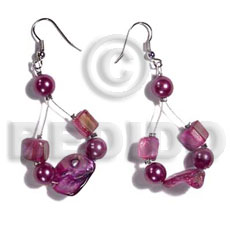 dangling floating lavender kabibe shell nuggets in magic wire  pearl beads accent - Home