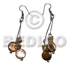 dangling laminated 10mm round golden brown kabibe shells  glass beads - Home