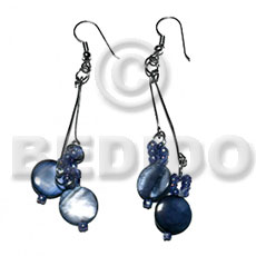 dangling laminated 10mm round blue kabibe shells  glass beads - Home