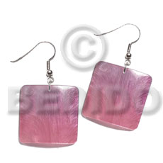 dangling 25mm square hammershell pendant / two tone-subdued pink-subdued lilac combination - Home