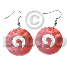 dangling 20mm round swirl kabibe pendant/ two tone dark orange-pink - Home