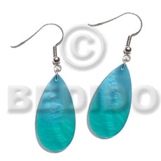 dangling kabibe rounded teardrop 20mmx10mm two tone - aqua blue-green combination - Home