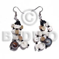 dangling 3 rows floating white rose,vertagus  shells and glass beads combination - Home