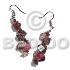 dangling twisted floating hammershell square cut/glass beads/2-3mm purple coco Pokalet combination - Home