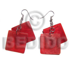 dangling square 30mm laminated red capiz - Home