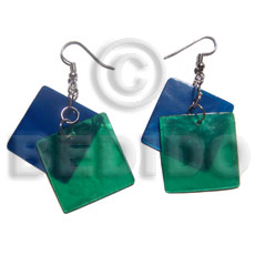 dangling 2 overlapping 25mm laminated capiz i / in royal blue and green combination - Home