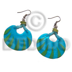 dangling 40mmx30mm laminated capiz / aqua blue and lime green tones - Home