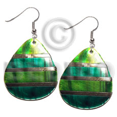 dangling "35mmx30mm" two tones kabibe shell teardrop n green embellished  embossed gold lines - Home
