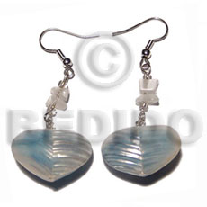 dangling 20mm rouunded back to back heart shell / blue tones - Home