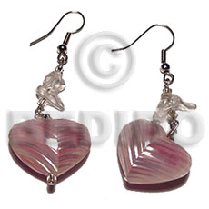 dangling 20mm rouunded back to back heart shell / pink tones - Home